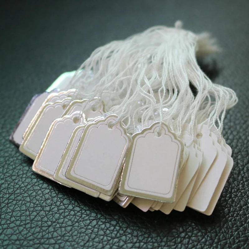 500 Pieces Jewelry Price Tags for Watch Clothing Display Supplies, White Square Price Marking Label with Silver Border