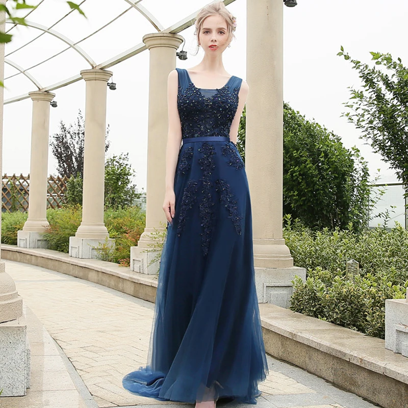 Vestido madrinha, новинка, тюль, расшитый бисером, сексуальный, v-образный вырез, а-силуэт, темно-синий, розовый, серебристый, серый, королевский синий, бордовые платья для подружки невесты со шлейфом