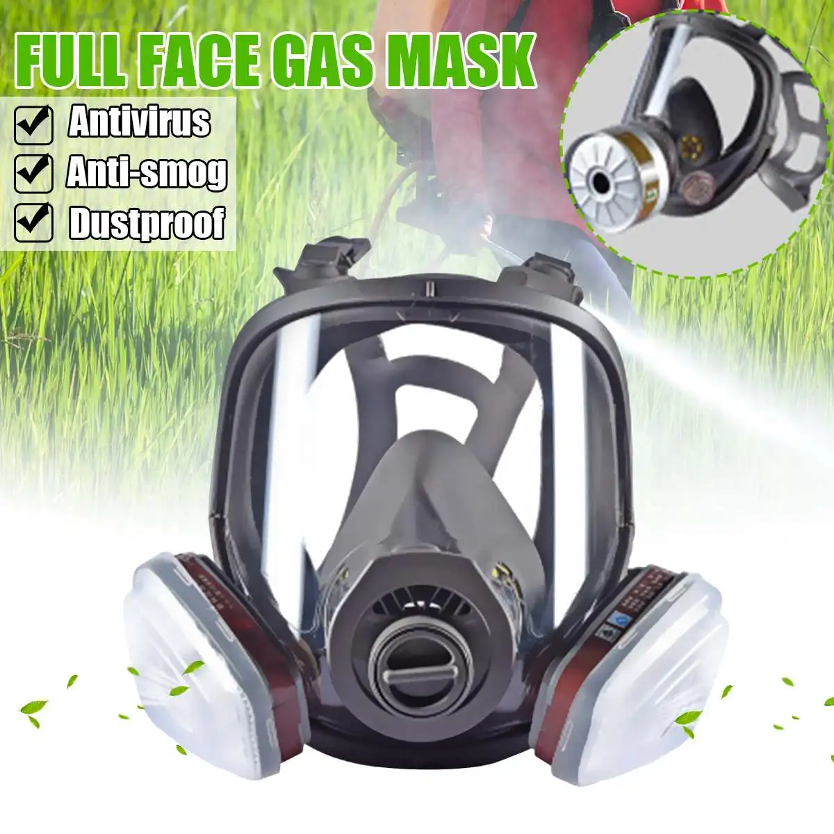 

7 in 1 Suit Painting Spraying Chemcial Respirator Gas Mask with Filter Cotton Filter Box Combination for Full Face Facepiece
