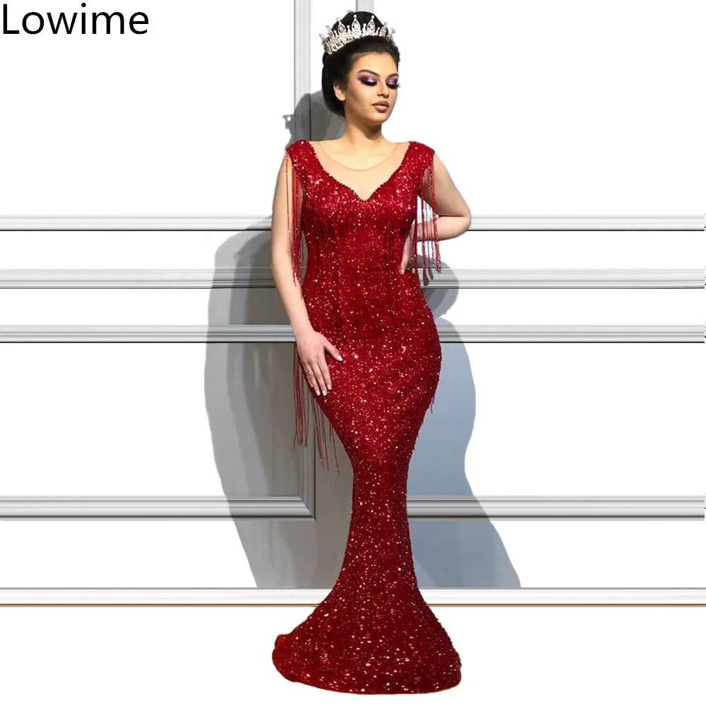 Женское коктейльное платье Среднего Востока Красное Длинное блестящее от кутюр