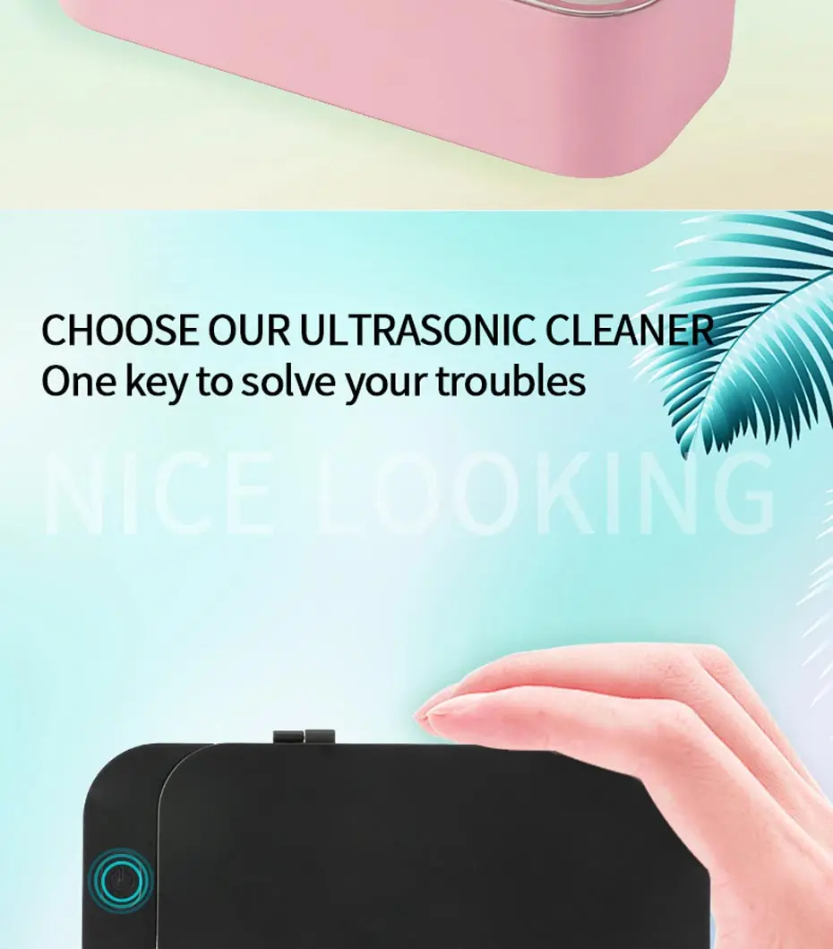 Mini Ultrasonic Cleaner 450ml 42kHz Jewelry Glasses Cleaning Machine Intelligent Control Ultrasonic Cleaner Bath