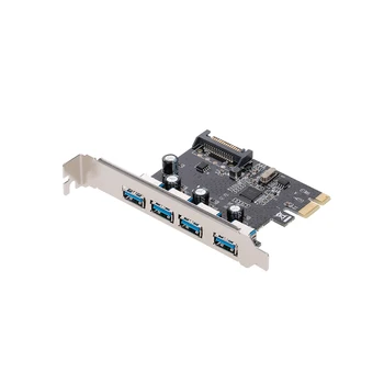 

PCI-E to 4 USB3.0 Ports Expansion Card PCI Express to USB3.0 Adapter Card with SATA Power Interface for Desktop PC USB 3.0
