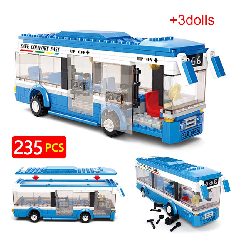 SLUBAN Building Block City Single-Decker bus B0330 235pcs 3dolls 