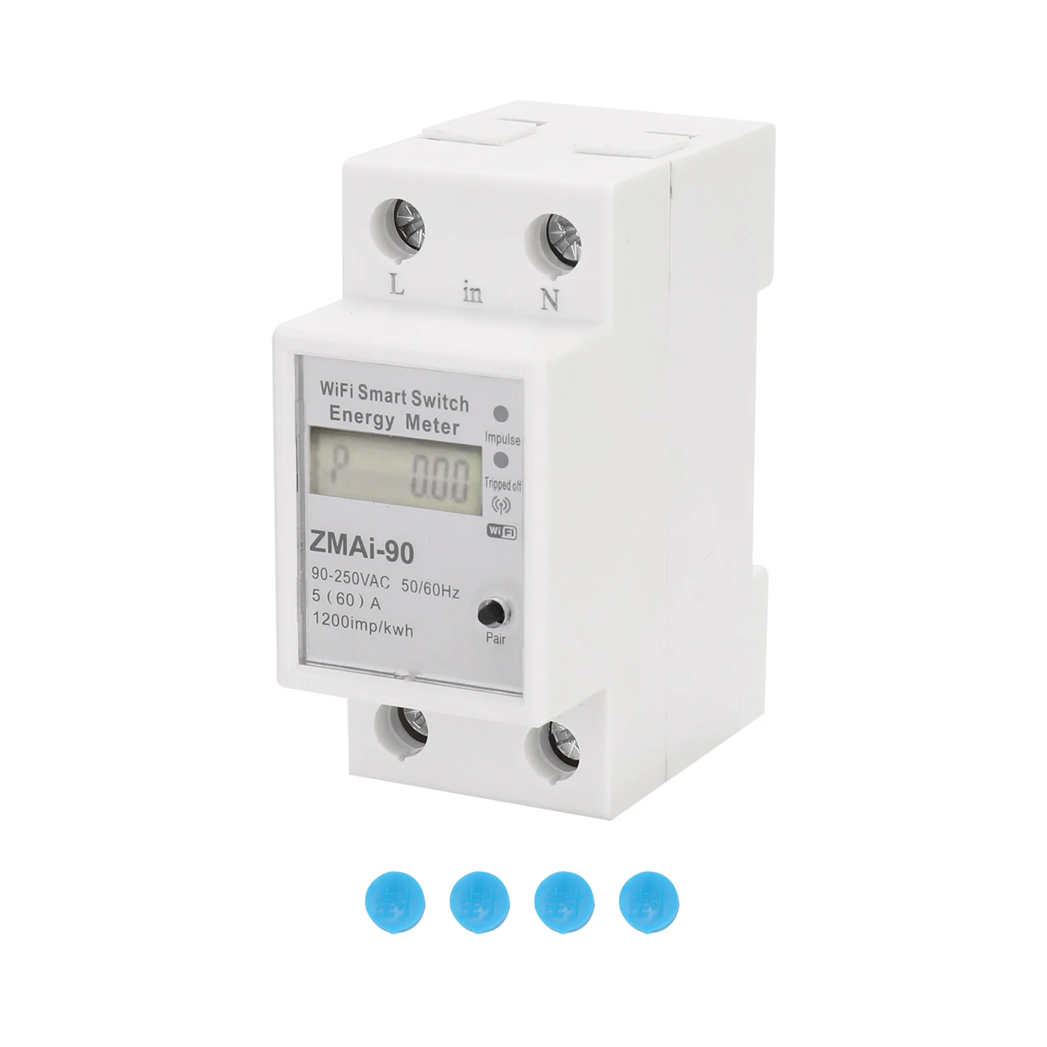 

Smart Life/tuya APP Single phase Din rail WIFI Smart Energy Meter Power Consumption kWh Meter wattmeter 90-250V 60Hz With Alexa