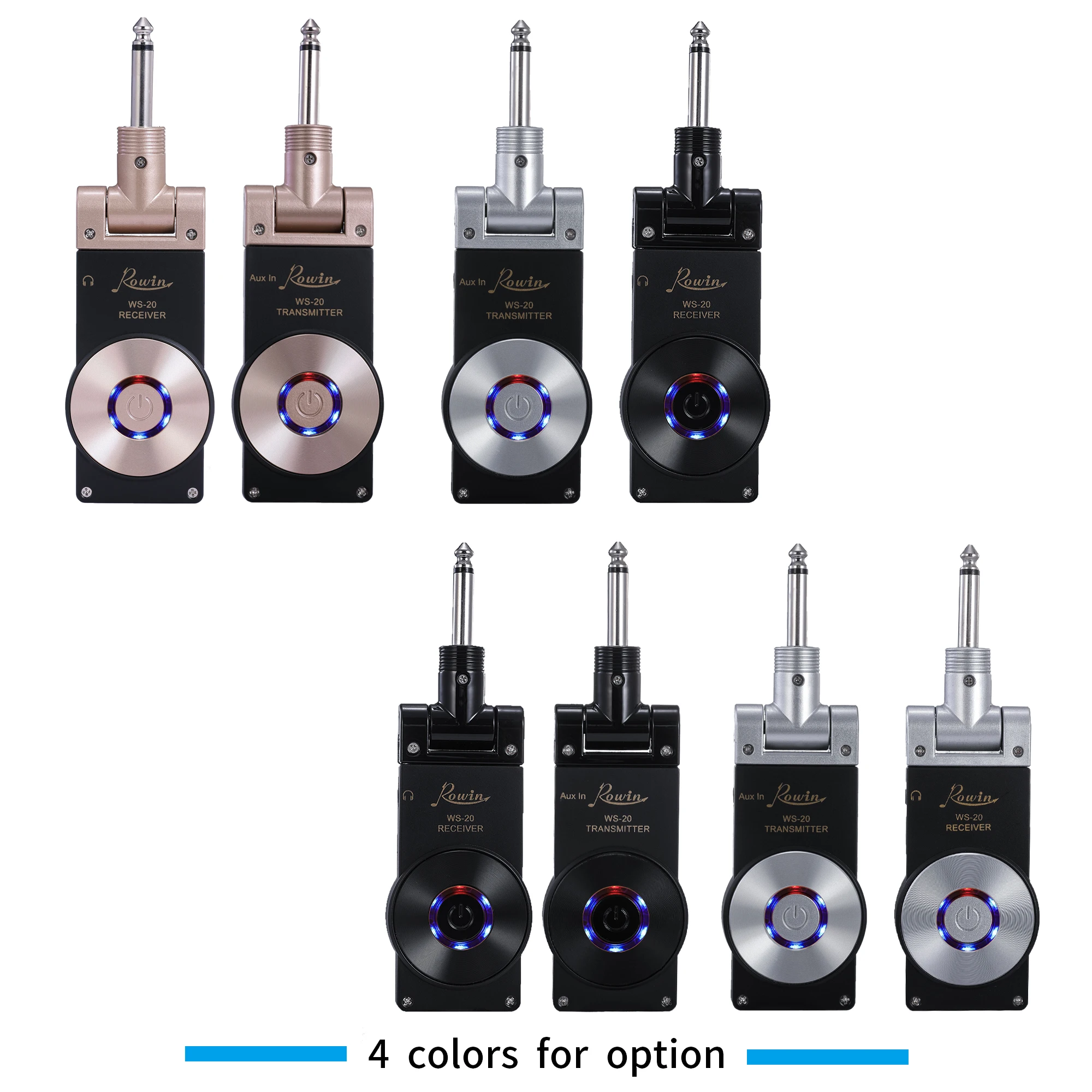

Rowin WS-20 2.4G Wireless Guitar Transmitter Receiver Set 30 Meters Transmission Range with USB Charging Cable 4 colors Optional
