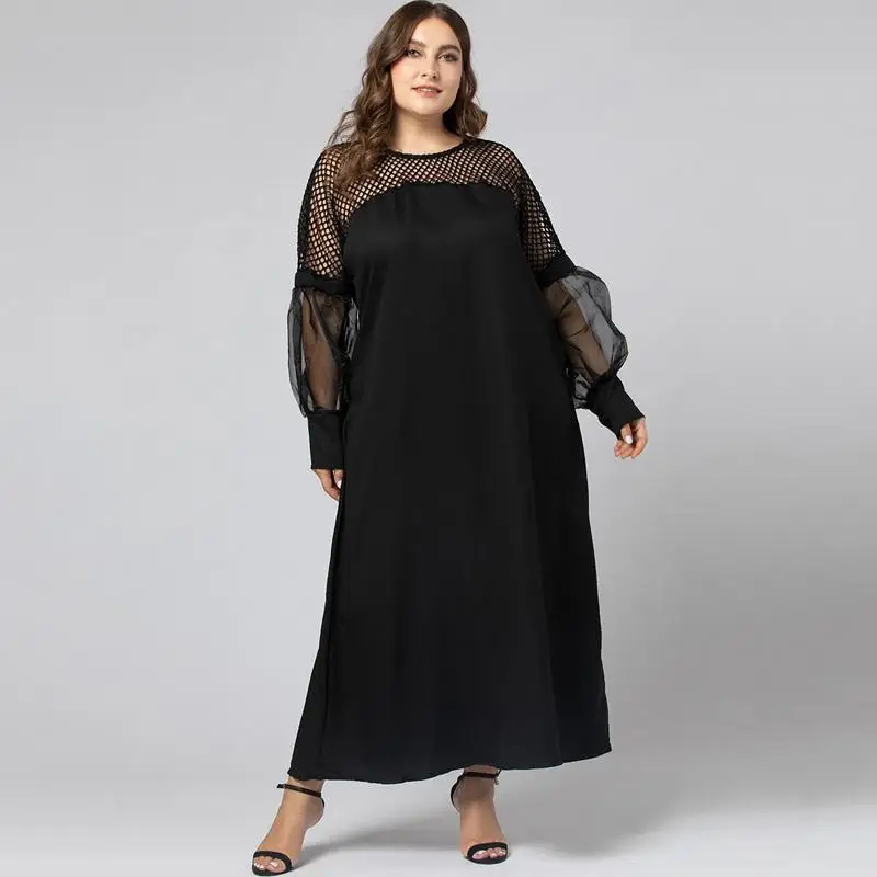 Макси-платье трапециевидной формы большого размера 4xl вечернее Сетчатое платье с