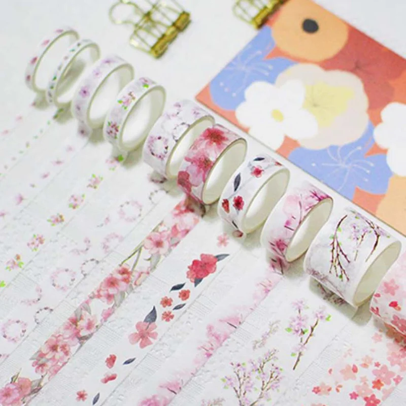 10 шт./компл. Kawaii набор для скрапбукинга лента Washi цветок Бумага изоляционная лента клейкая лента для поделок Стикеры канцелярских принадлежностей