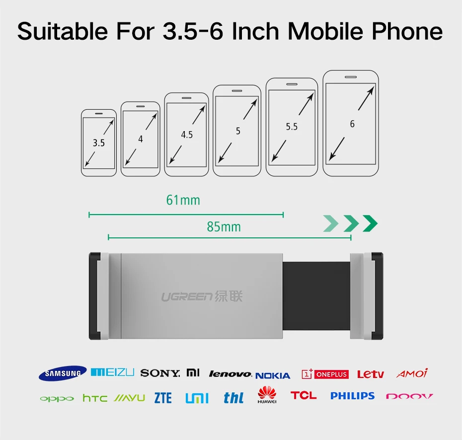 Ugreen Автомобильный держатель для iPhone xs 8 7 6 samsung huawei xiaomi 5 Универсальный автомобильный держатель на 360 градусов