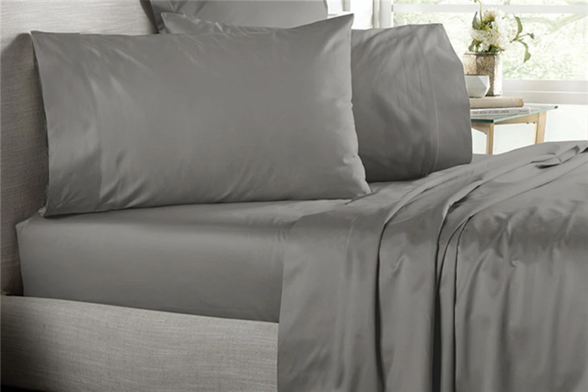 Australian Bedding Items & All Sizes Egyptian Cotton 1000 TC Light Grey Stripe 