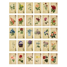 28 unids/pack flores de plantas Vintage Mini Tarjeta de Gracias día de San Valentín tarjeta de felicitación postal cumpleaños regalo tarjetas de mensaje