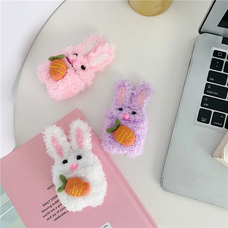 Для Airpods 1/2 чехол мультфильм 3D кролик вязаный плюшевый Анти-потери защитная обложка, кожаный чехол для Air-Pods 1/2 Airpods аксессуары C