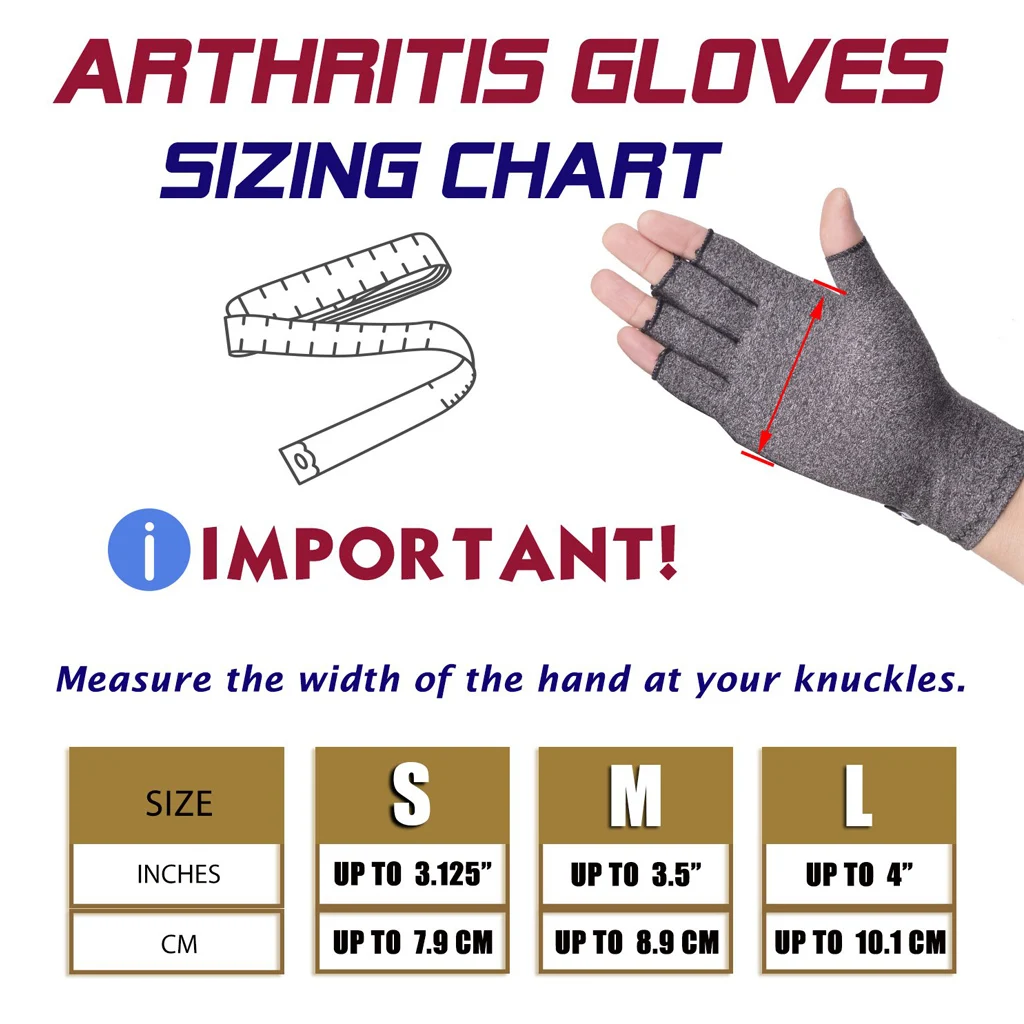 1 Pair Compression Gloves Arthritis Wrist Support Cotton Joint Pain Relief Hand Brace Therapy Wristband Women Men