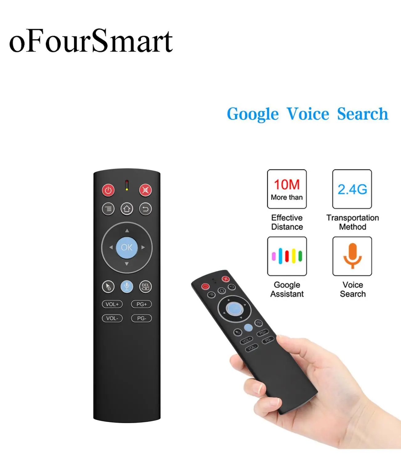

oFourSmart T1 Pro Voice Remote Control Air Mouse 2.4G Wireless keyboard Google Microphone Gyro For Android TV Box