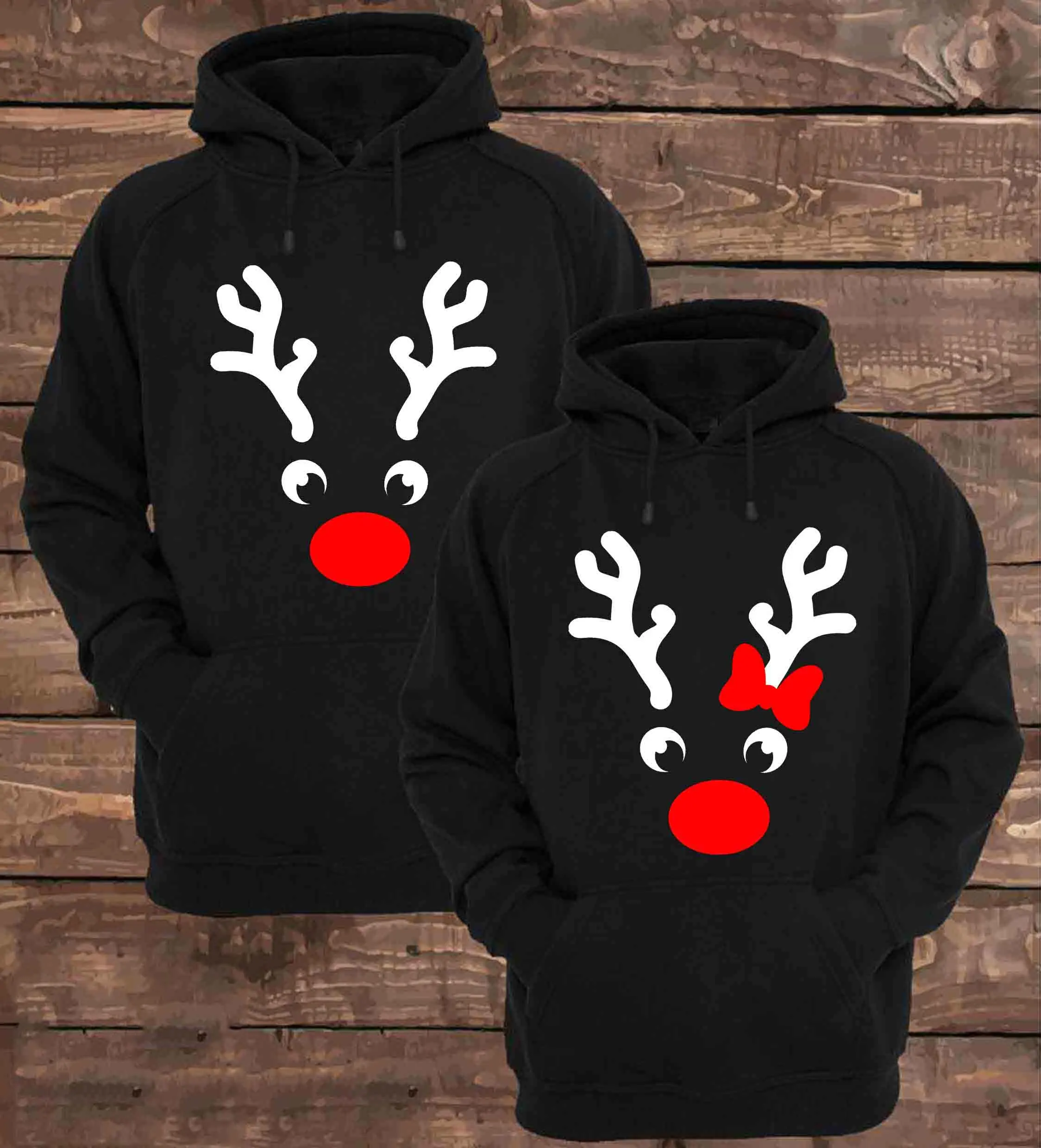 Рождественская пара толстовок, пуловер для женщин с принтом рога, Рождественский свитшот для мужчин, Зимние толстовки, повседневный черный спортивный костюм, одежда для вечеринок