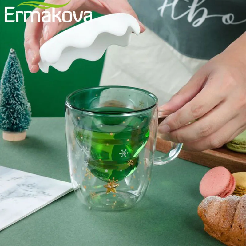 ERMAKOVA Рождественская елка кофейная кружка с двойными стенками Изолированная