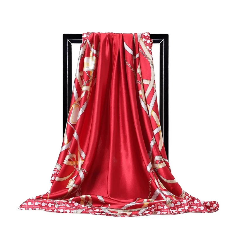 Шелковые шарфы Модные 90 см квадратный хиджаб шарф женский Дамская шифоновая шаль Бандана накидка глушитель парео платок - Цвет: 31