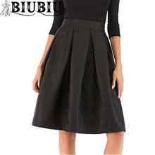BIUBIU плюс размер юбки женские модные Высокая талия плиссированные миди юбки черные красные синие офисные женские винтажные юбки элегантные