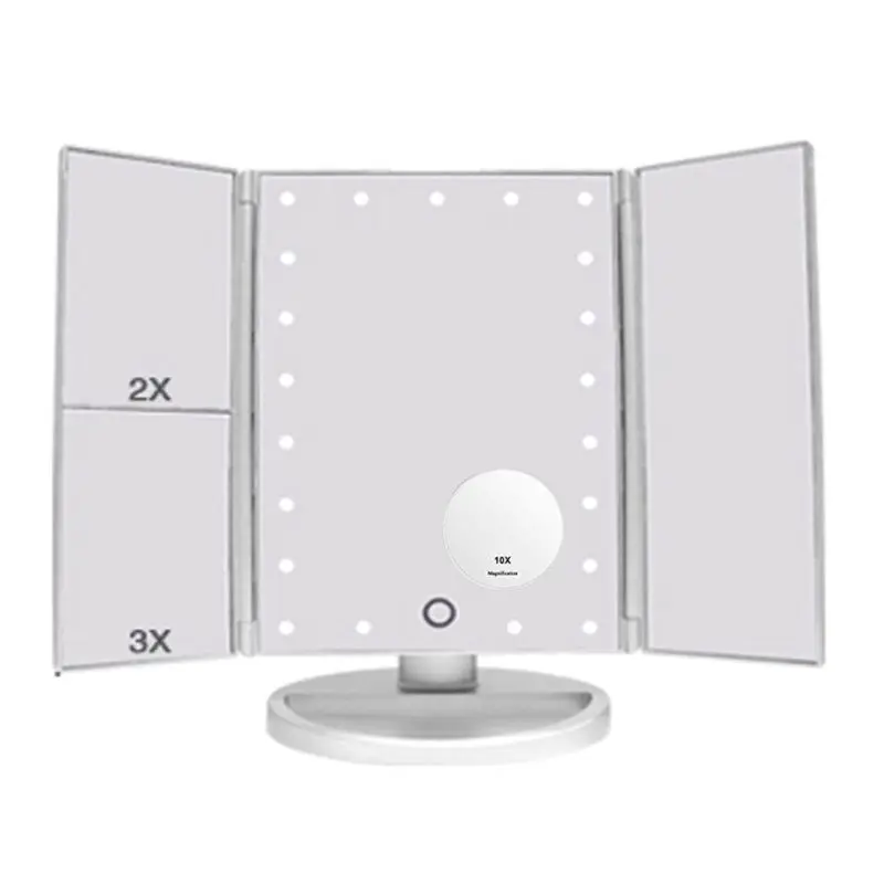 

Trifold Makeup Mirror with 22 LED Lights touch screen dimming and 10x Mirror