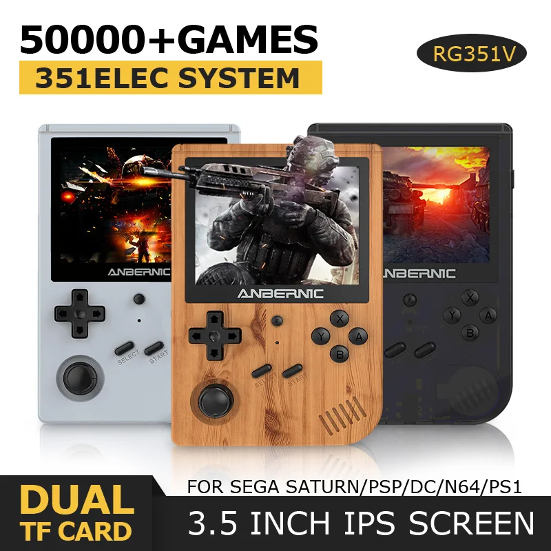 

Игровая консоль RG351V в ретро стиле, 3,5 дюйма, Wi-Fi, RK3326, для Sega Saturn/PSP/N64, 50000 + игр