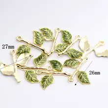  Zinc Alloy Leaf Enamel Charms 6pcs/lot 26*27mm Charms for Jewelry Making Bulk Nickel Free 