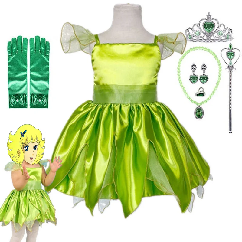 2022 Ragazze Principessa Campanellino Campanellino Faery Fata Elfo Fiore Elfi Abito Cosplay Halloween Fancy Dress Up Costume Per Bambini