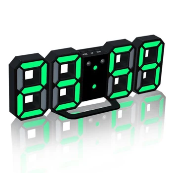 

3D LED Digital Clock Glowing Night Mode Brightness Adjustable Electronic Table Clock 24/12 Hour Display Alarm Clock Wall Hanging