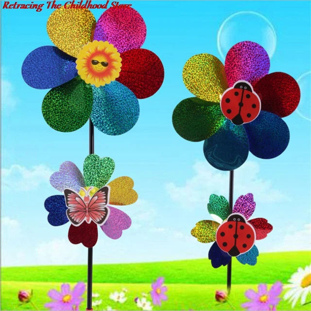 1PC Wind Spinner Kids Toy Colorful Sequins Double Layer Sunflower Windmill Wind Spinner Home Garden Yard Decoration 1