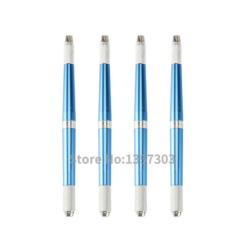 

3 Heads Use Microblading Pen Tattoo Machine for Permanent Makeup Eyebrow Tattoo Manual Pen Needle Blade Blue Color Cosmetic