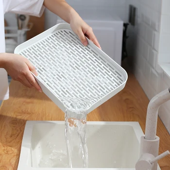 

Dropshipping Water Cup Drain Tray Rectangular Plastic Tea Tray Tray Creative Household Kitchen Fruit Tray Bathroom Shelf
