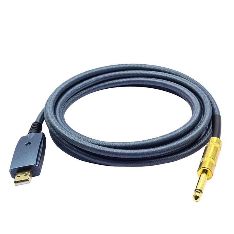 USB To Guitar Cable Interface Male 6.35Mm Jack Electric Accessories Audio Connector Cord Adapter 3Meter | Спорт и развлечения