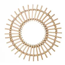 Rattan Innovative Art Decoration Round Makeup Mirror Dressing Bathroom Wall Hang