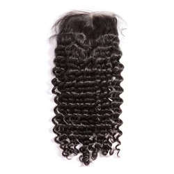 5*5 Silk Base Lace Closure Curly Silk Top Human Hair Closure Deep Wave Brazilian Remy Human Hair Extensions with Baby Hair