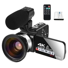 Video-Camera Microphone Vlogging 16x-Digital-Zoom-Recorder 4K with for Webcam 30FPS Touch-Screen