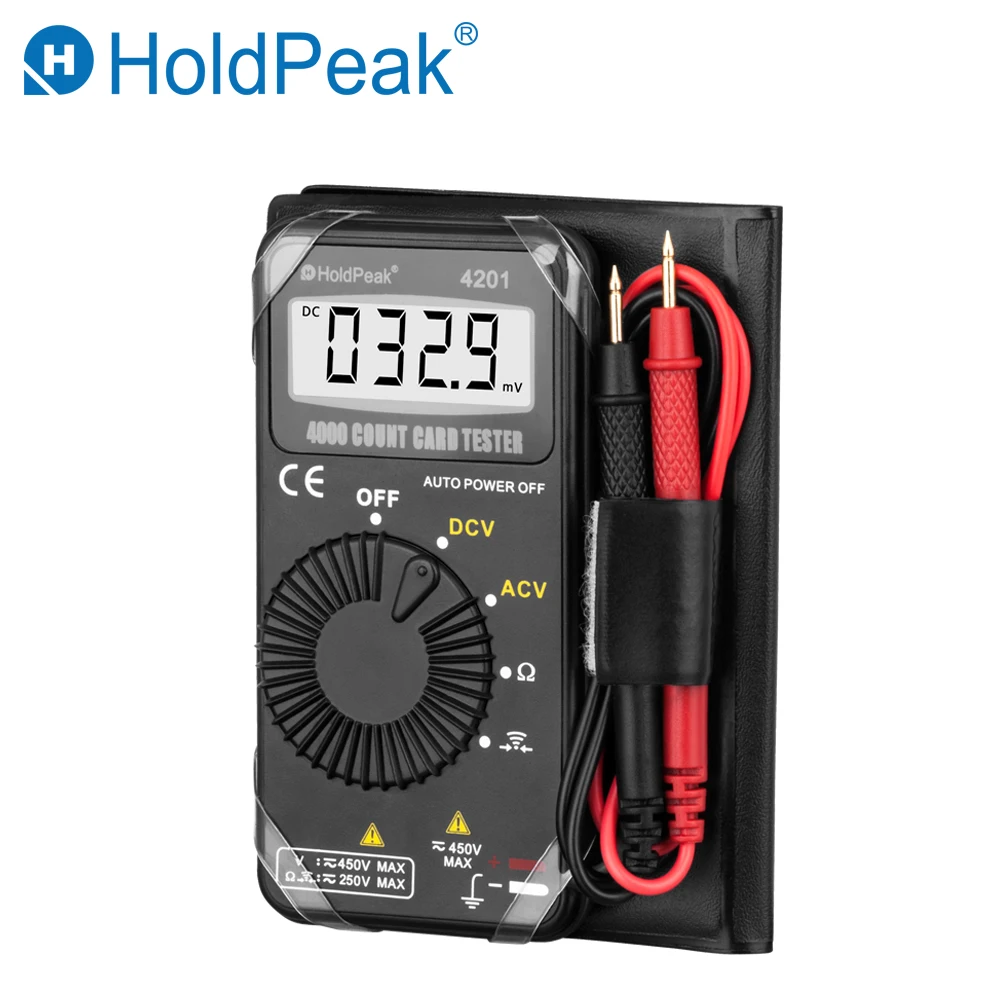 Holdpeak карманный цифровой мультиметр HP 4201 AC/DC Сопротивление напряжения мини авто