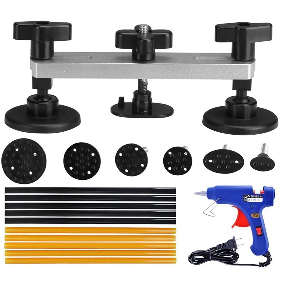 

18pcs Pulling Bridge Instruments DIY Hand Tool with Hot Melt Glue Spear Paintless Dent Repair Tools Kit Suit of Cars