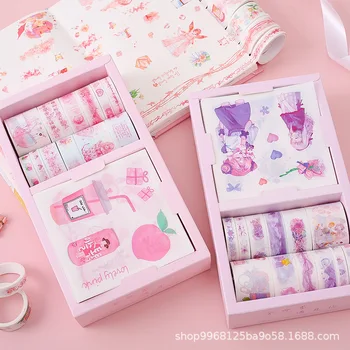 

Hand Account Tape Sticker Gift Box Set Antique Character and Paper Tape Printing DIY Hand Account Cute Stickers Exo Stickers