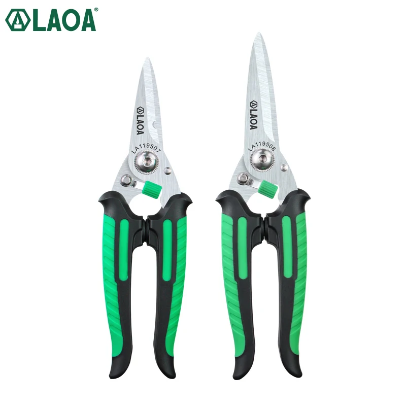 LAOA Multifunctional Scissors Wire Cutters With Safety Lock Stainless Shears Cutting Leather Household Kitchen Scissors images - 6