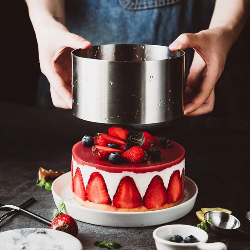 Набор из 5 круглых форм для Мусса нержавеющей стали выпечки тортов бездонных