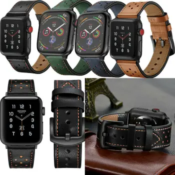 

Genuine Leather Watch Band for Apple Watch Series 5 4 3 2 1 Wrist Strap Bracelet for IWatch 38/40/42/44mm Watch Belts Loop