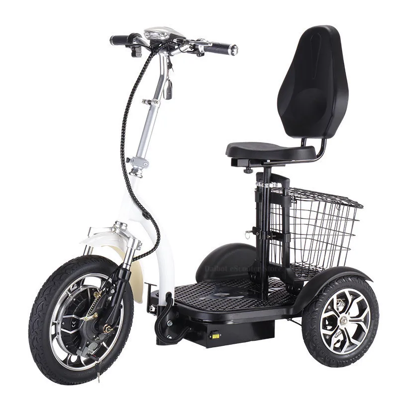 3-х колесного электрического трехколесного велосипеда 48V 500W электрический скутер, способный преодолевать Броды для взрослых людей пожилого возраста со съемным Батарея корзина для покупок с колесами