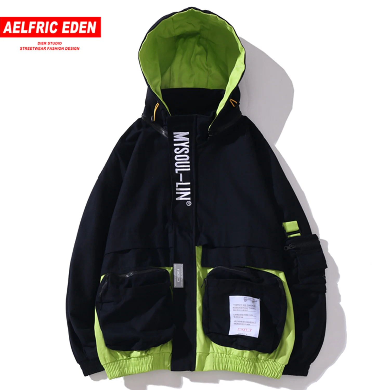 

Aelfric Eden Detachable Color Clock Cargo Coats Mens Streetwear Casual Fashion Multi Pockets Tops Harajuku Hip Hop Male Jackets