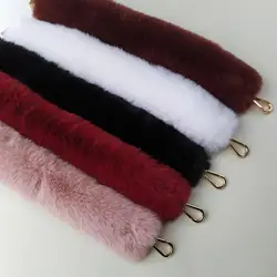 Women Plush Bag Straps Shoulder Handbag Strap Belt Faux Fur Bag Handle Belts Replacement Strap Short Handles Bag Accessories