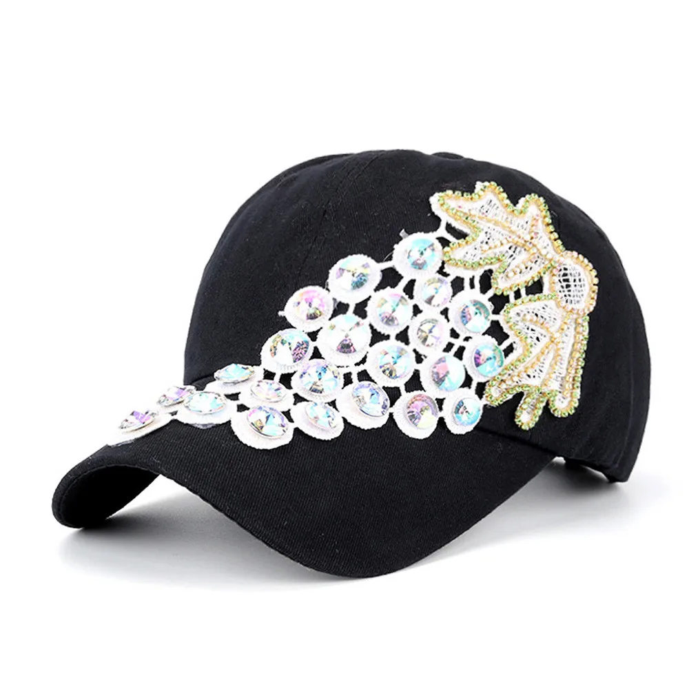 Женская бейсбольная кепка с рисунком винограда Snapback Хип Хоп Плоская Шляпа L0802 - Цвет: Black
