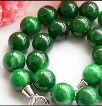

Jewelry Pearl Necklace 17" 18mm nature round green (TaiWan Jasper) jade bead necklace Free Shipping