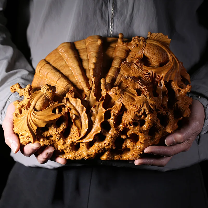 

Pure Manual Carve Boxwood Root Carving Furnishing Articles Art Collection Jin Yu Man Tang Boutique Item