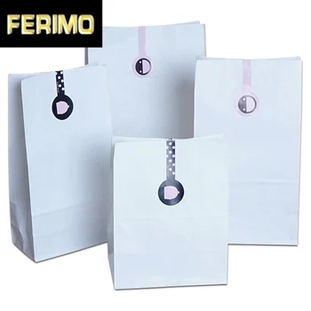 

100Pcs/ Lot 13*8*24cm Open Top White Party Paper Bag For Hamburger Dessert Packing 5.11"x3.14"x9.44" Stand Up Kraft Paper Pocket