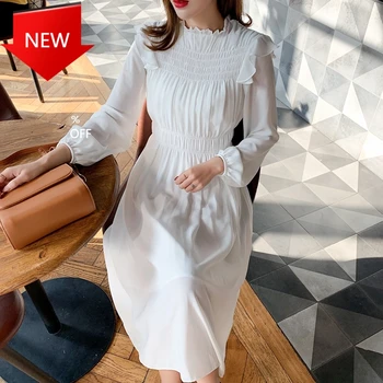 

long-sleeved dresses with long sleeves Autumn 2020 French style ruffled