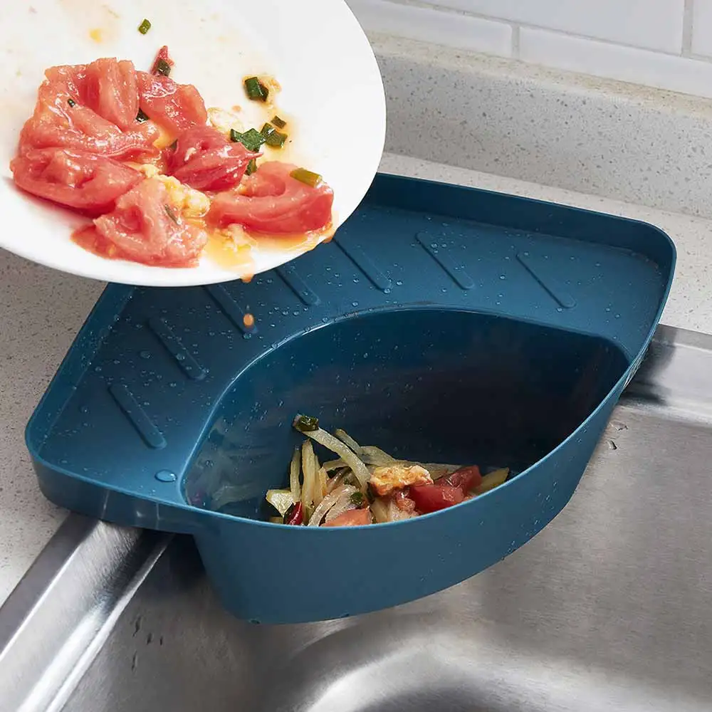 Kitchen Sink Triangular Waste Storage Holder Drain Shelf Corner Mounted Basket Food Residue Fruit Vegetable Strainer Filter Rack | Дом и сад