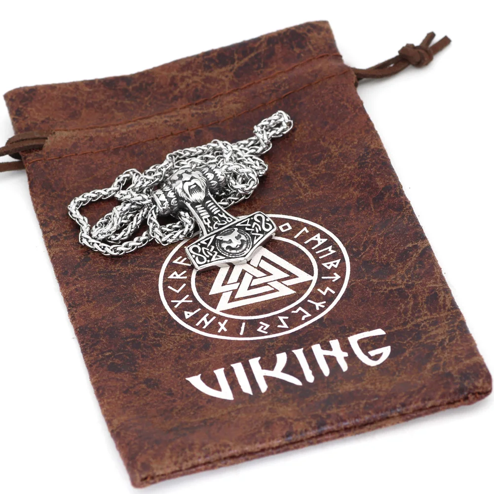 Скандинавский амулет викингов Mjolnir из нержавеющей стали Молот Тора лиса ожерелье