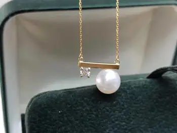 

D320 Pearl Necklace Fine Jewelry Solid 18K Gold Natural Japan Origin Akoya Pearl Pendants Neckalces